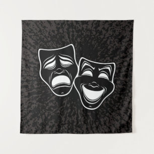 Umgekehrte Schwarz-Weiß-Komödie- und Tragödienmask Wandteppich