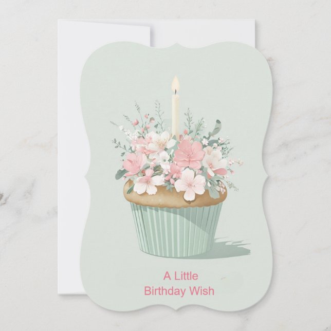Umgekehrter Cupcake, umgeben von Blumendekoren (Vorderseite)