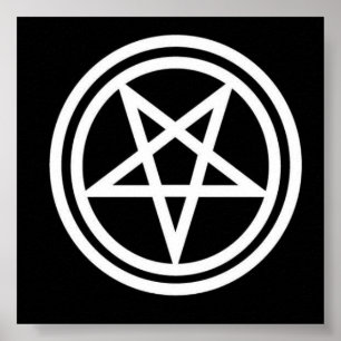 Umgekehrter Pentagram-Leinwandschwarzweiss-druck Poster
