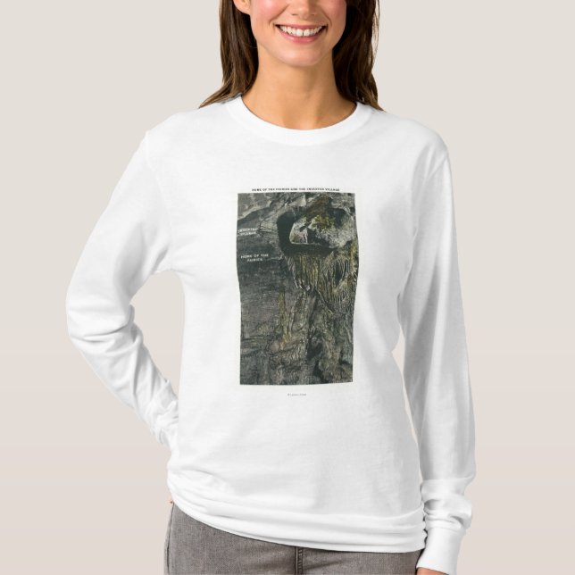 Umgekehrtes Dorf und Zuhause der Fee-Ansicht T-Shirt (Vorderseite)
