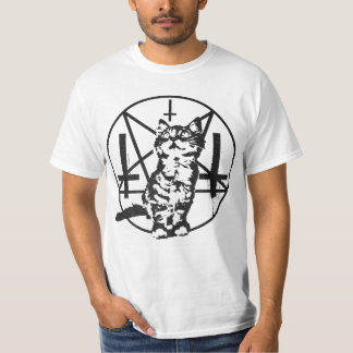 Umgekehrtes Kreuz-u. Pentagramm-Kätzchen T-Shirt