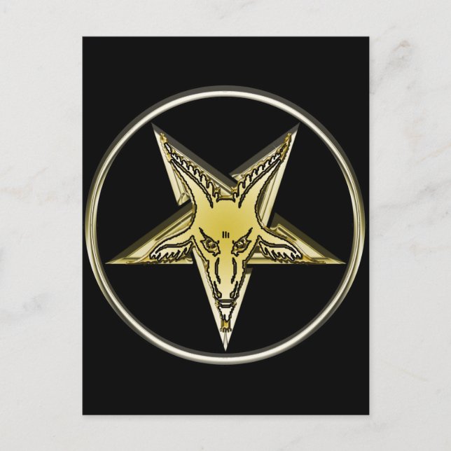 Umgekehrtes Pentagramm mit Goldener Ziegenkopf Postkarte (Vorderseite)