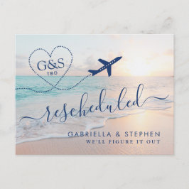 Umgeplante Hochzeit in Urlaubsort Ankündigungspostkarte