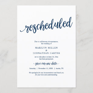 Umgeplante Hochzeit, Marineblau, Ankündigung