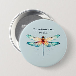 Umgestaltung erwartet - farbenfrohe Libelle Button