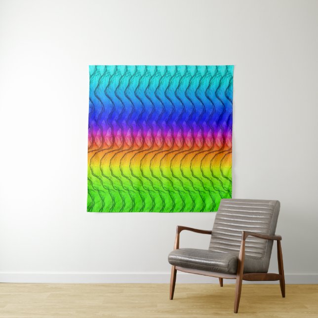 Umgewandelte Regenbogen-Wellen Wandteppich (Beispiel)