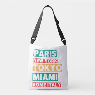 Umhängetasche City Names Typography – Paris Tokio Tragetaschen Mit Langen Trägern