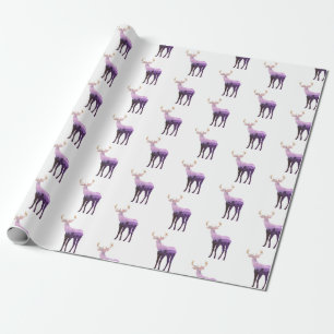 Umhüllen von Papier-Lila Tonen Hirsch/Elch Geschenkpapier