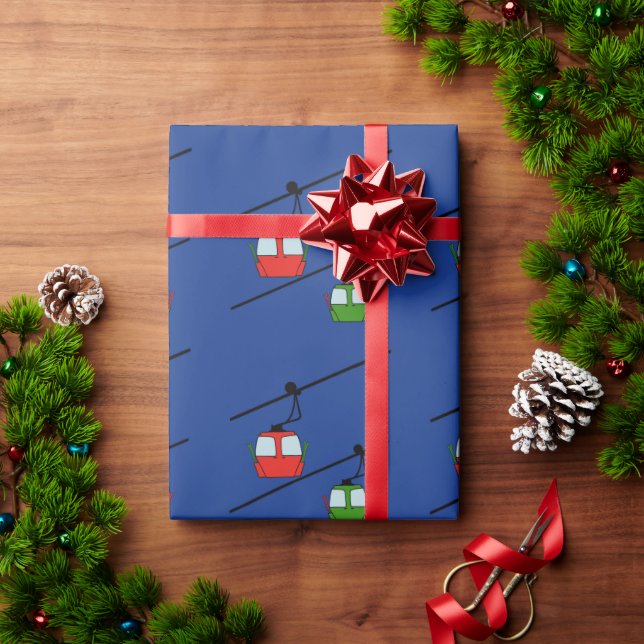 Umhüllungspapier aus roten und grünen Gondeln Geschenkpapier (Feiertagsgeschenk)