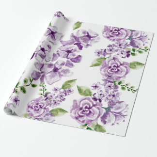 Umhüllungspapier - Blumenmuster in Aquarellfarben Geschenkpapier