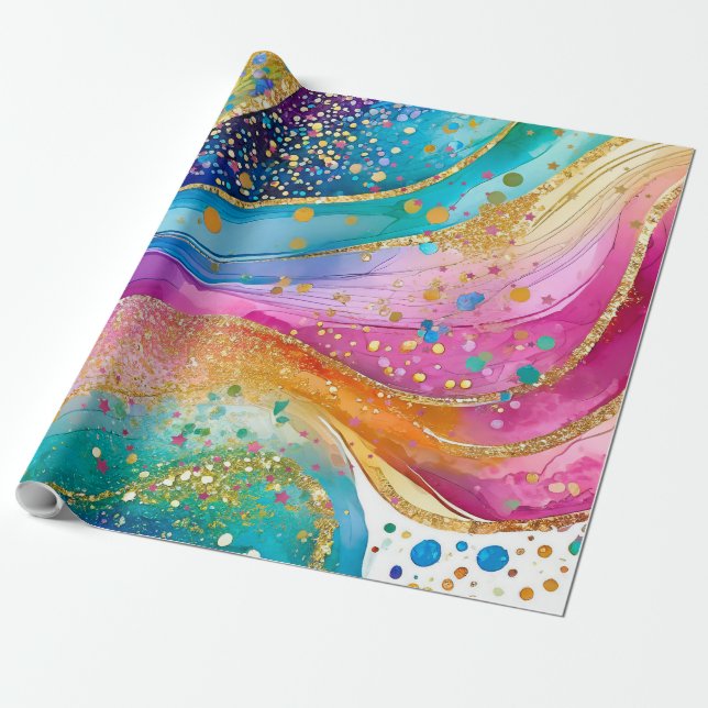 Umhüllungspapier farbenfroh abstraktes Design Geschenkpapier (Ungerollt)
