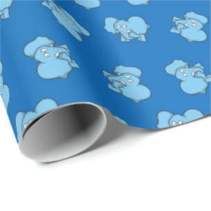 Umhüllungspapier für den Cartoon von Blauem Elefan Geschenkpapier