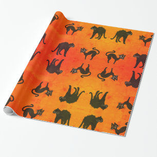 Umhüllungspapier Halloween Katzen Geschenkpapier