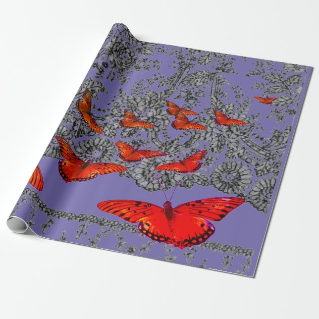 Umhüllungspapier mit ANTIQUE-LACE-PATTER in LILA Geschenkpapier (Ungerollt)