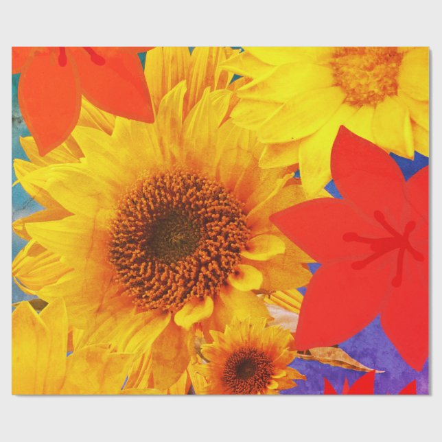Umhüllungspapier Sonnenblumen Geschenkpapier (Flach)