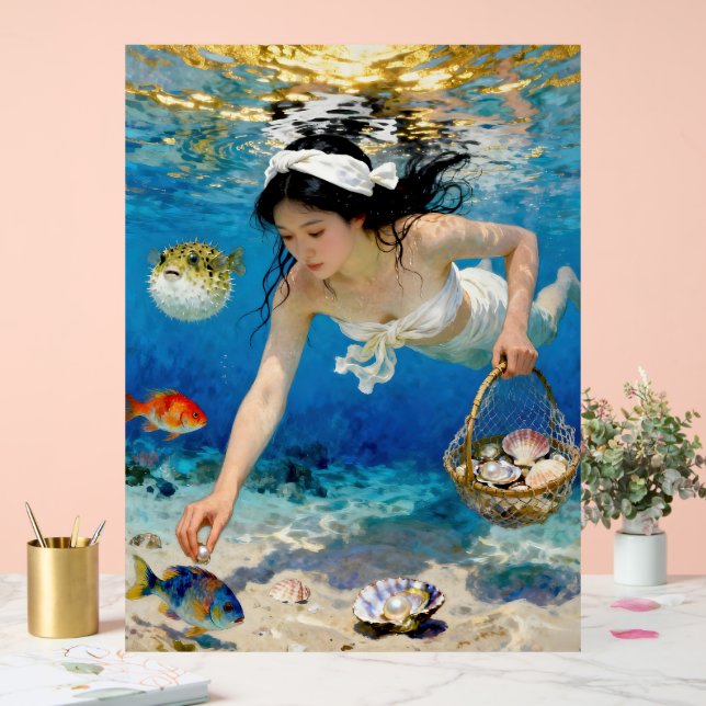 "Umi Blossom" - Ein Ozeanportrait Acrylschild (Hochzeit)