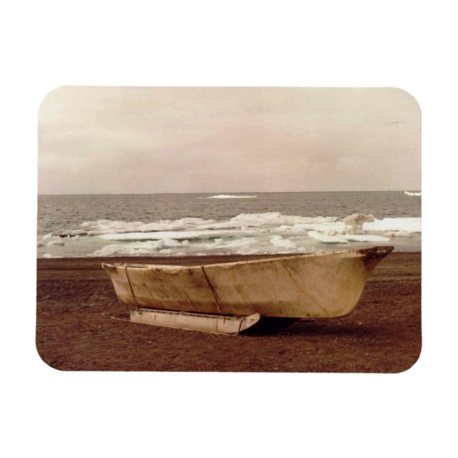 Umiak Walrus Skin Whalers Boat Foto gedruckt Flex Magnet (Horizontal)