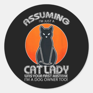 Uming Cat Lady Halloween _ Hund und schwarze Katze Runder Aufkleber