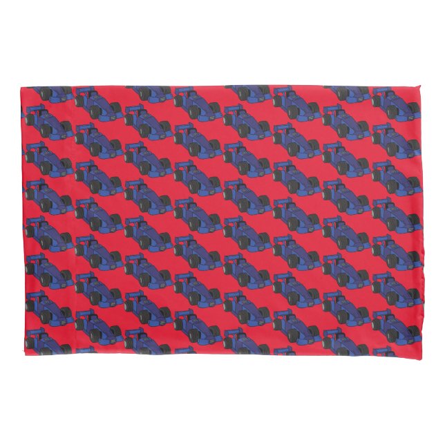 Umkehrbare Red and Blue Motor Racing Sportwagen Kissenbezug (Vorderseite-Links)