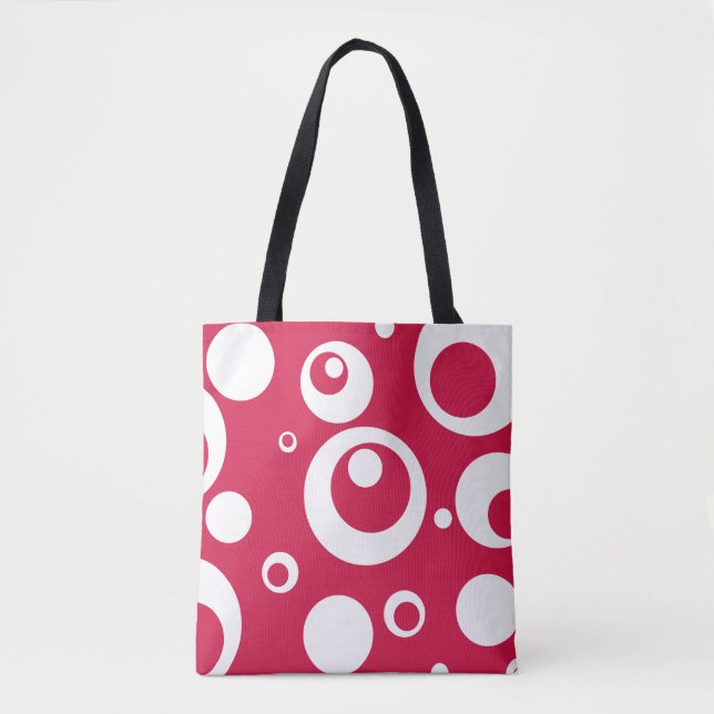 Umkehrbare Tasche der Bright Red Bubble Dot Circle (Vorderseite)