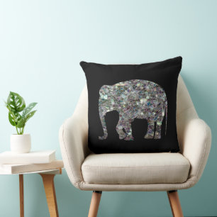 Umkehrbarer funkelnder silberner Mosaik-Elefant PL Kissen