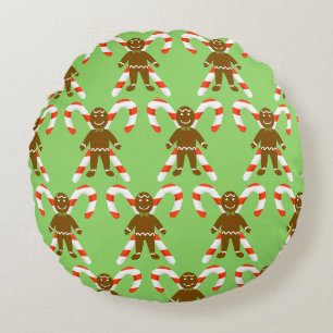 Umkehrbarer Weihnachts-Gingerbread-Mann-Kissen Rundes Kissen