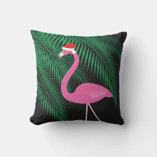 Umkehrbares Rosa und schwarzes Santa Flamingo-Kiss Kissen Für Draußen