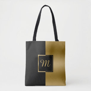 Umkehrtes geometrisches Schwarz-Gold-Design Tasche