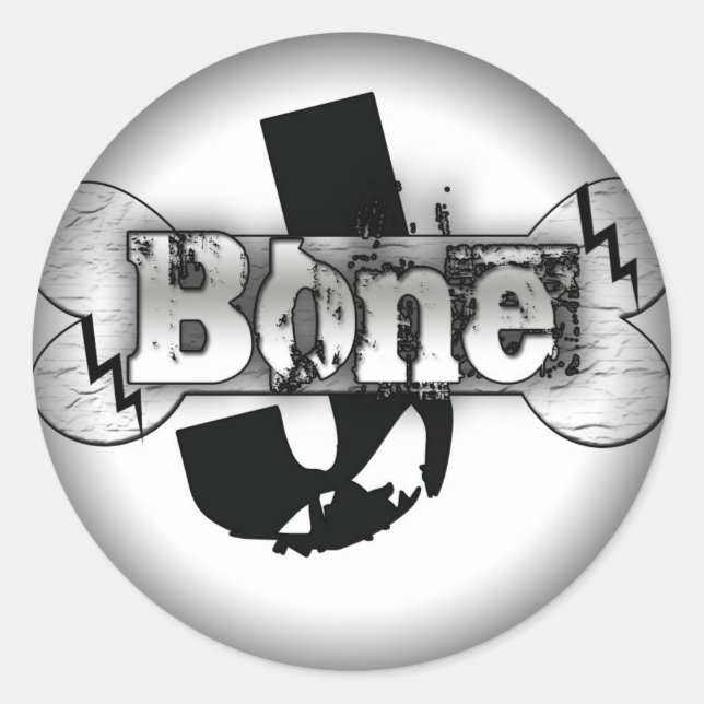 Umklingeln in schwarze runde Sticker (Vorderseite)