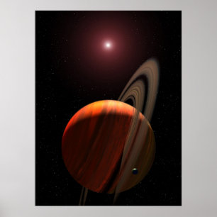Umkreisung eines roten zwergartigen Sternes Poster