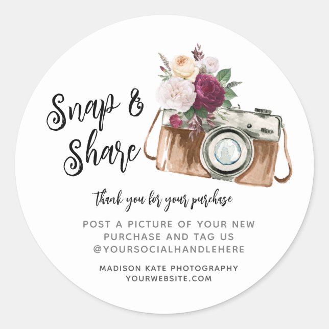 Umlaufaufkleber für Snap & Share-Camera Runder Aufkleber (Vorderseite)