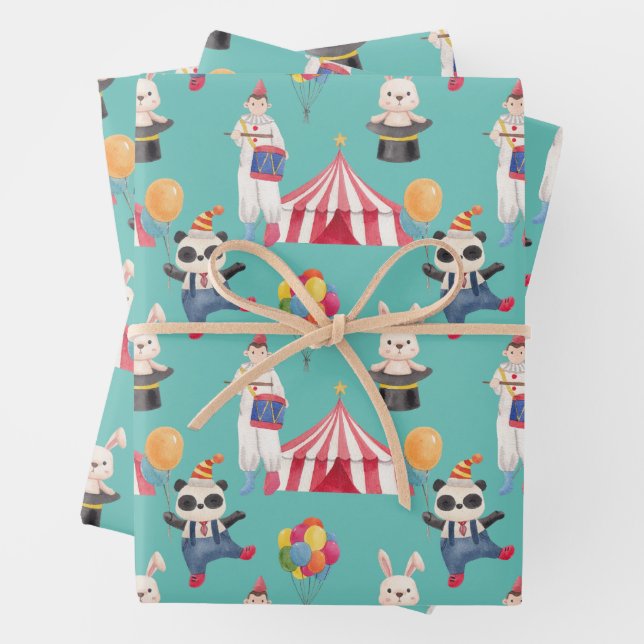 Umlaufpapier für das Thema Circus Flachblatt Set 3 Geschenkpapier Set (Beispiel)