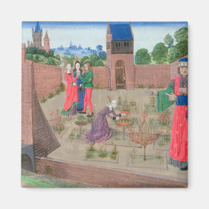 Ummauerter Garten mit einer Frauengartenarbeit Magnet
