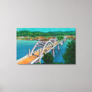 Umpqua Fluss-Brücke in Reedsport, Oregon Leinwanddruck