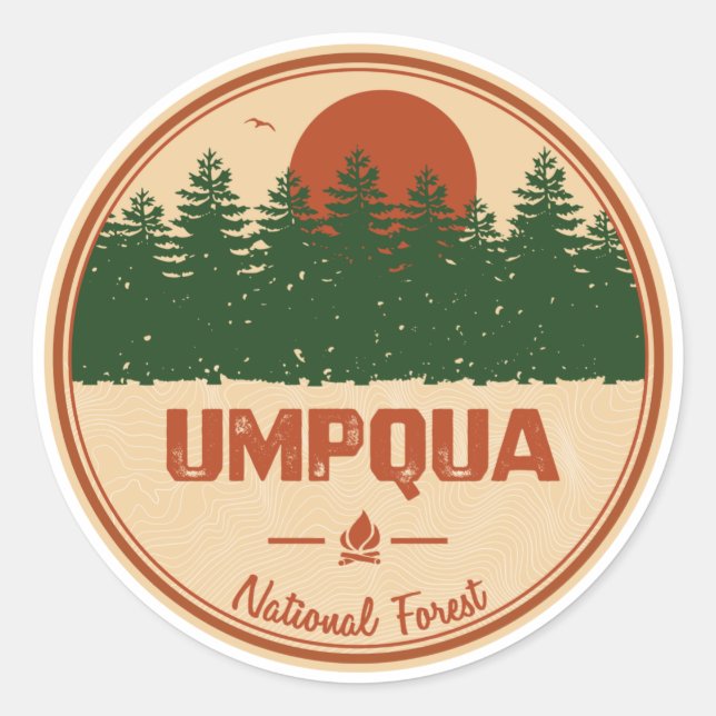 Umpqua-Nationalwald Runder Aufkleber (Vorderseite)