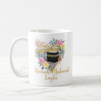 Umrah Mubarak Floral Heart Kaabah Tasse