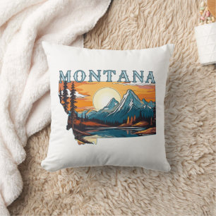 Umriss der Berge von Montana Kissen