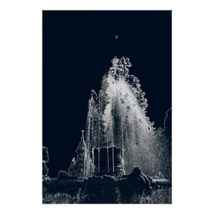 Umriss einer blauen Nacht Poster
