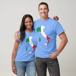 Umriss Italiens mit gleichmäßigem Rot Weiß Blau  T-Shirt