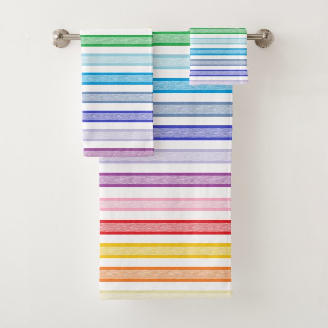 Umrissener Streifen-breiterer Spektrum-Regenbogen Badhandtuch Set (Insitu)