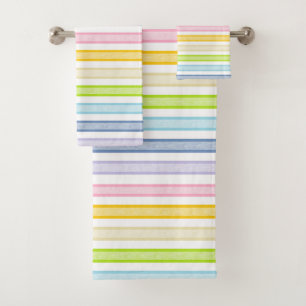 Umrissener Streifen-Pastell-Regenbogen Badhandtuch Set
