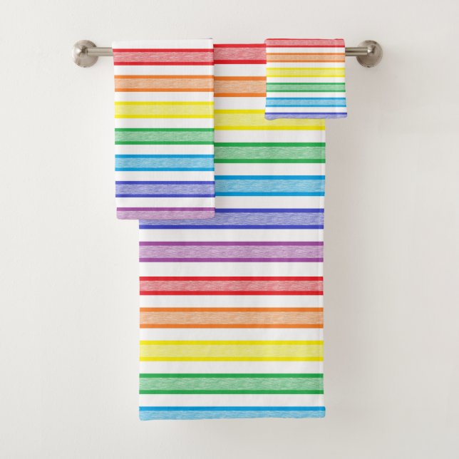 Umrissener Streifen-Regenbogen Badhandtuch Set (Insitu)