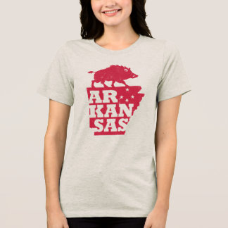 Umrisskarte des Staates Arkansas Pig Razorback Cou Tri-Blend Shirt