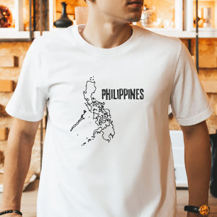 Umrisskarte Philippinen Landesgrenze Grenzgebiet T-Shirt