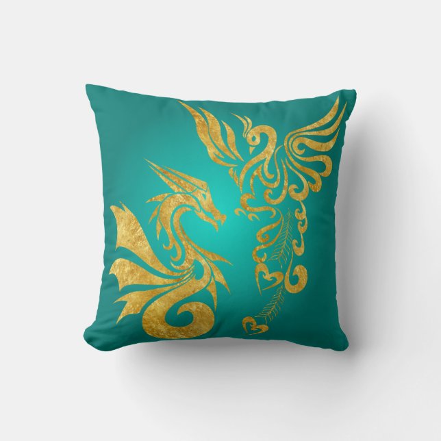 Umschaltbares Feng Shui Phoenix u. Drache-Kissen Kissen (Vorderseite)