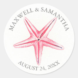 Umschlag Aufkleber-Aufkleber, Pink Starfish Beach  Runder Aufkleber