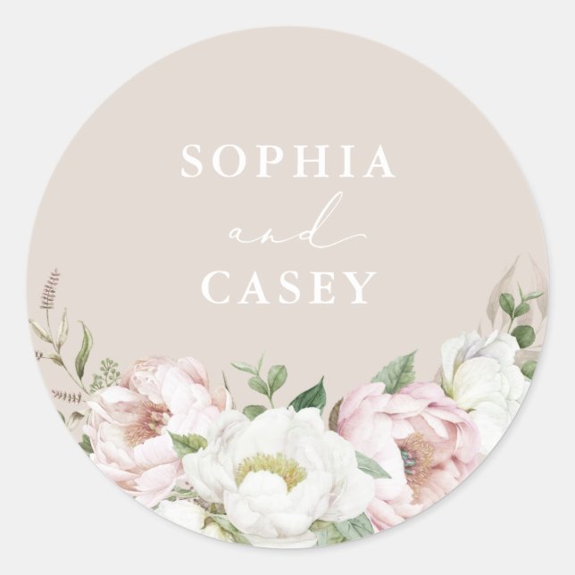 Umschlag Aufkleber Bloral Blush White Peony Greene (Vorderseite)