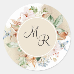 Umschlag Aufkleber der Erdtöne, floral, Beige Mono
