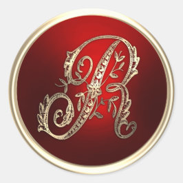 Umschlag Aufkleber für Gold und Rot, Monogramm R