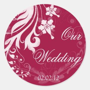 Umschlag Aufkleber für Hochzeiten in Rot und Weiß
